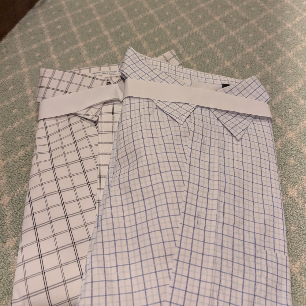 Men's Blue and White Checkered Shirt